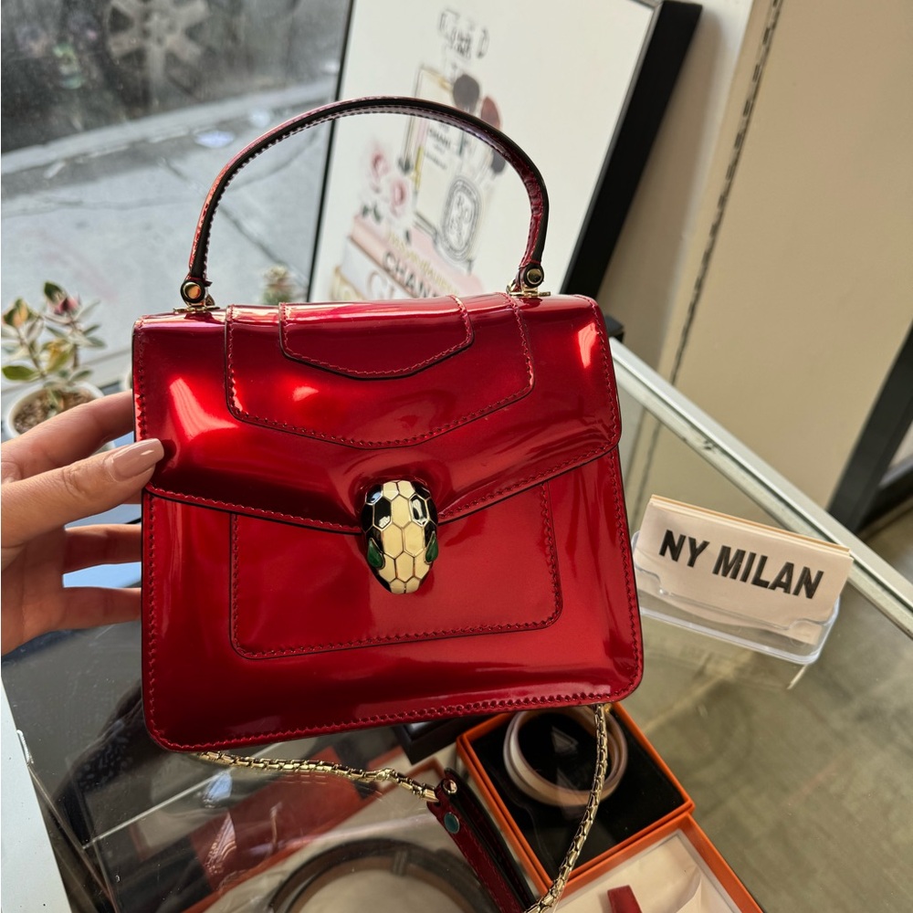Bvlgari Patent Leather Small Serpenti Forever Handle Bag